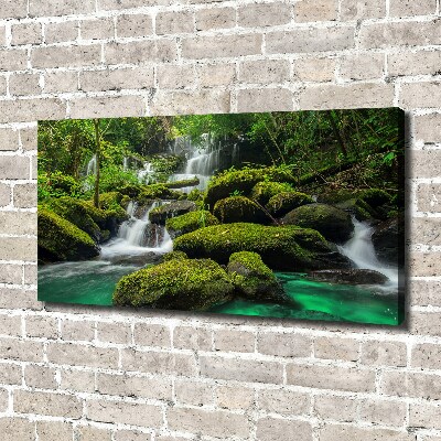 Canvas foto Waterval in het bos