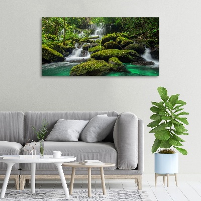 Canvas foto Waterval in het bos