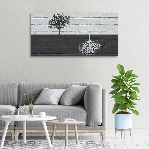 Canvas foto Bomen op de muur