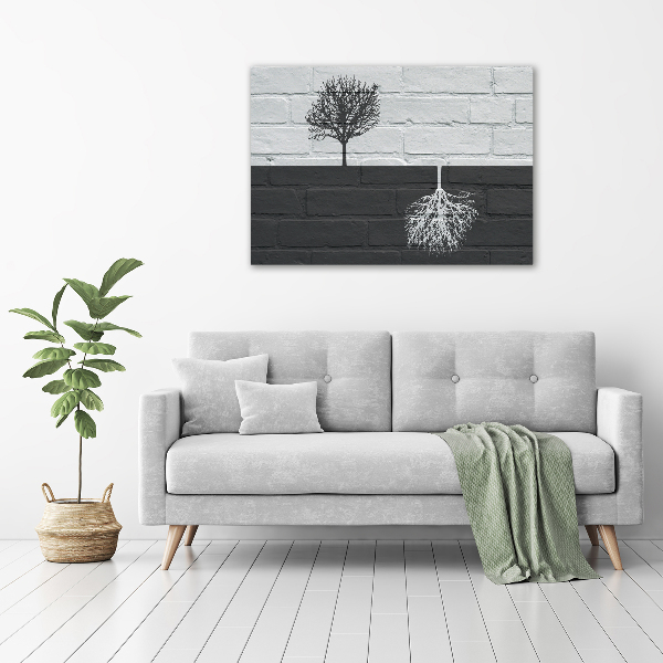 Canvas foto Bomen op de muur