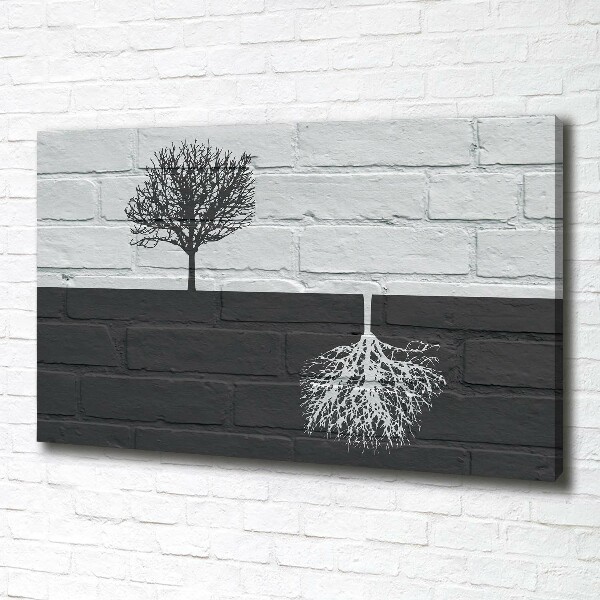 Canvas foto Bomen op de muur