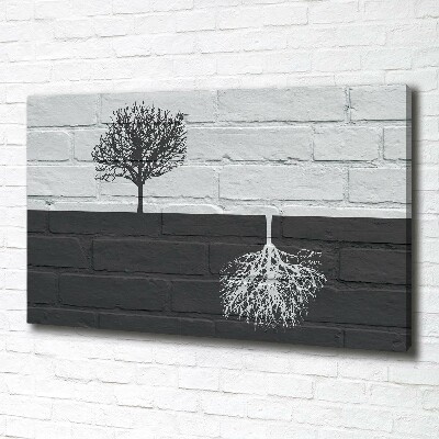 Canvas foto Bomen op de muur