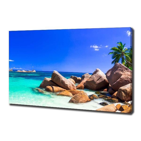 Foto canvas Strand op de Seychellen