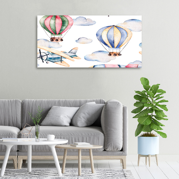Schilderij op canvas Vliegtuigen en ballonnen