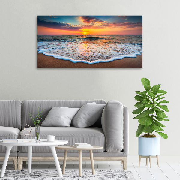 Canvas schilderij Zonsondergang boven de zee