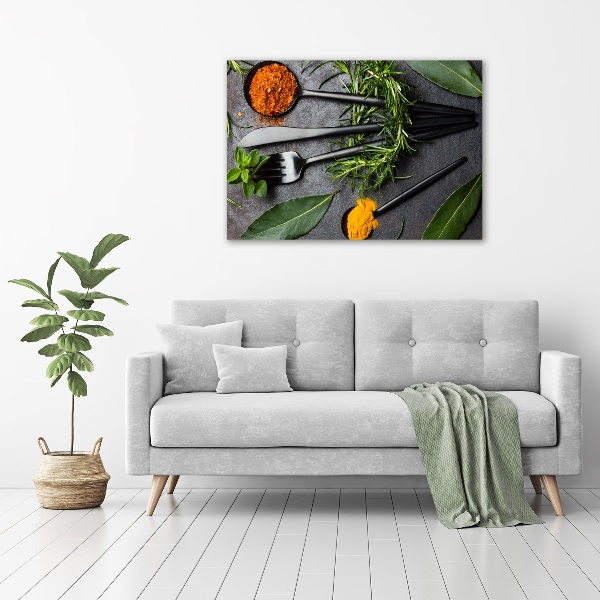 Canvas foto Bestek en specerijen