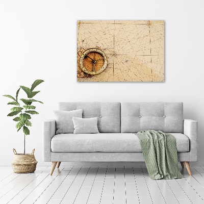 Foto canvas Kompas op de kaart