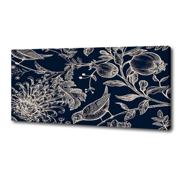 Canvas foto Bloemen en vogels