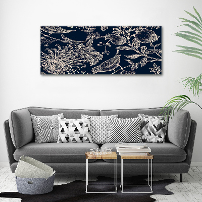 Canvas foto Bloemen en vogels