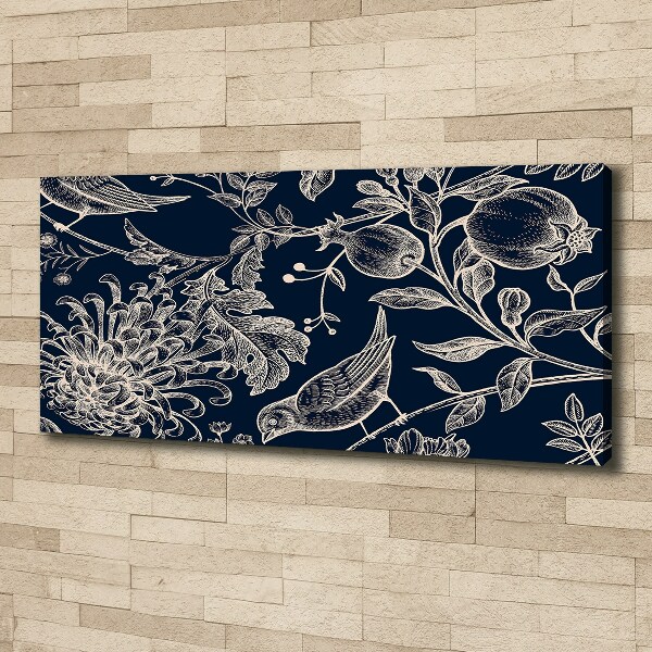 Canvas foto Bloemen en vogels