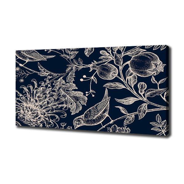 Canvas foto Bloemen en vogels