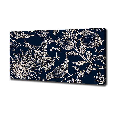 Canvas foto Bloemen en vogels