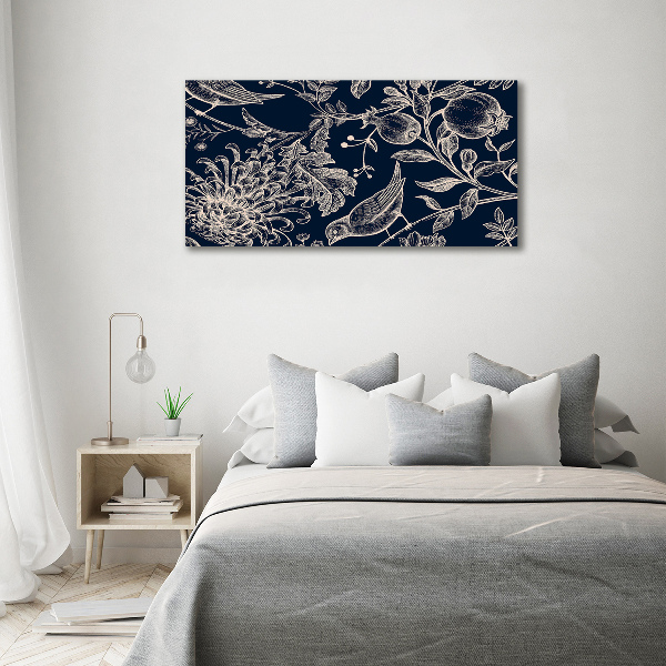 Canvas foto Bloemen en vogels