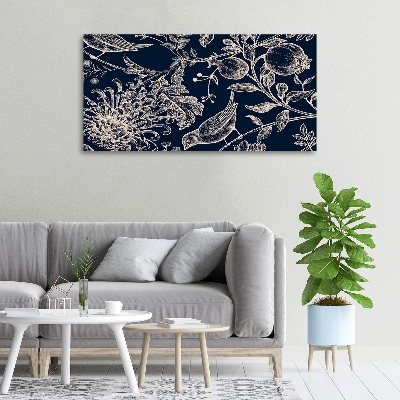 Canvas foto Bloemen en vogels