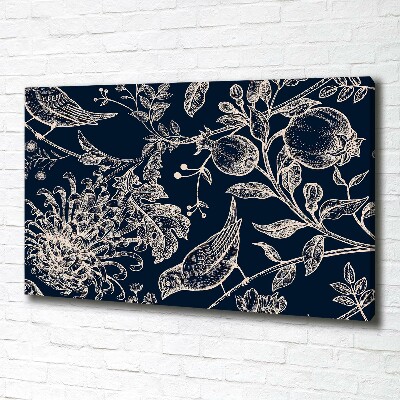 Canvas foto Bloemen en vogels