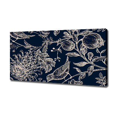 Canvas foto Bloemen en vogels