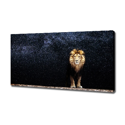 Schilderij op canvas Leeuw tegen de sterren