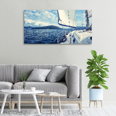 Schilderij op canvas Een jacht tegen de zee