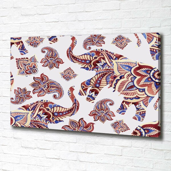 Schilderij op canvas Olifantenornamenten
