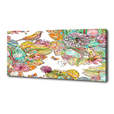 Foto obraz na płótnie Ptak i ornamenty