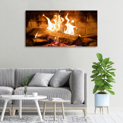 Canvas schilderij Hout in de open haard