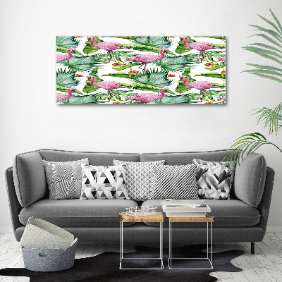 Foto op canvas Flamingo's planten