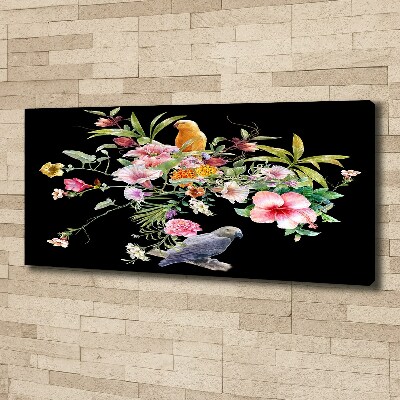 Canvas foto Bloemen en vogels