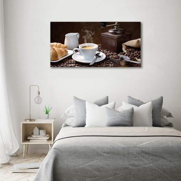 Canvas schilderij Croissants en koffie
