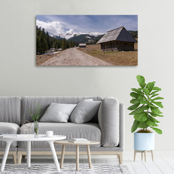 Foto canvas Een huisje in de bergen