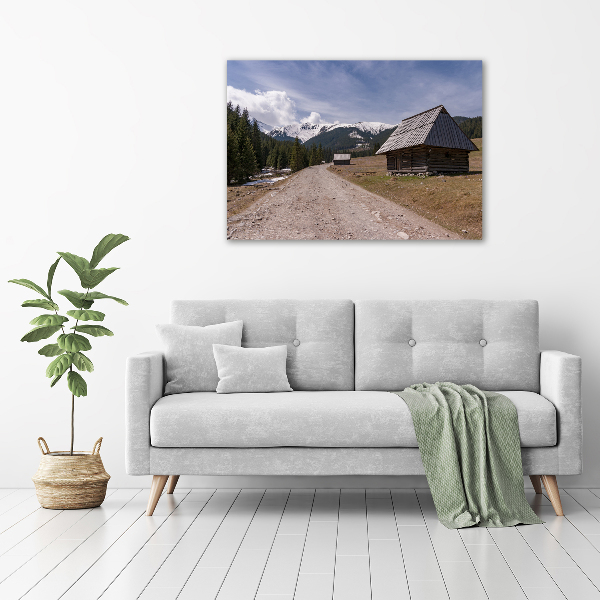 Foto canvas Een huisje in de bergen