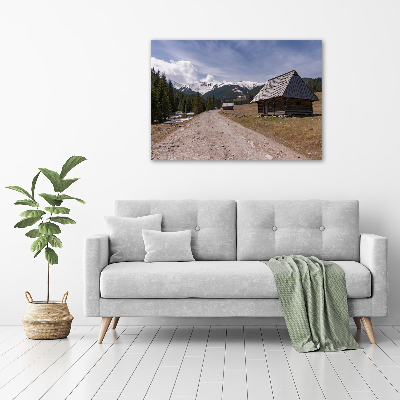 Foto canvas Een huisje in de bergen