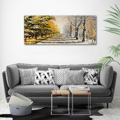 Schilderij op canvas Herfst versus winter