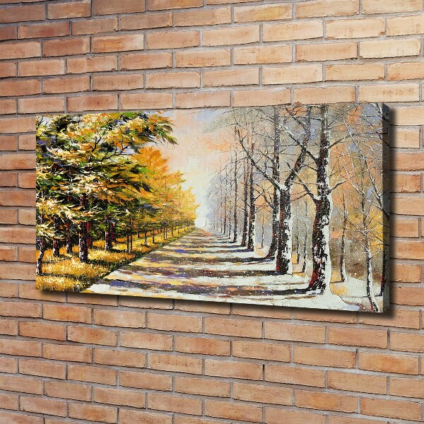 Schilderij op canvas Herfst versus winter