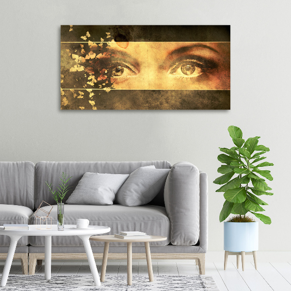 Canvas schilderij Ogen en vlinders