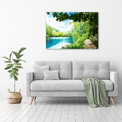 Foto canvas Waterval in het bos