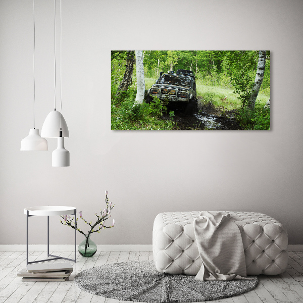 Canvas foto Jeep in het bos