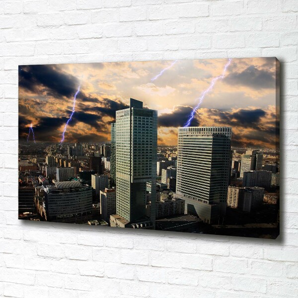 Foto canvas Storm boven Warschau