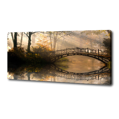 Canvas schilderij Oude brug in de herfst