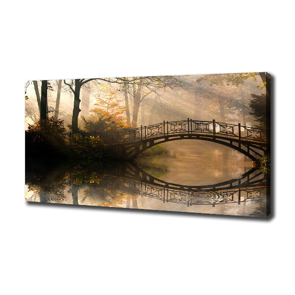 Canvas schilderij Oude brug in de herfst
