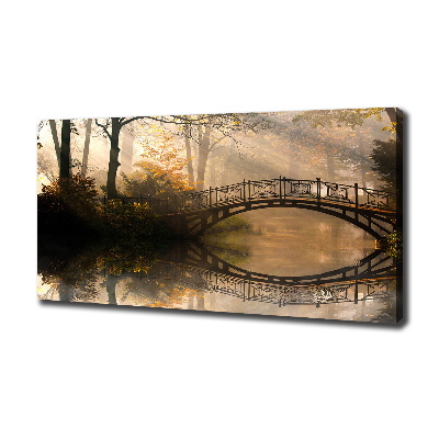 Canvas schilderij Oude brug in de herfst