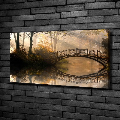 Canvas schilderij Oude brug in de herfst