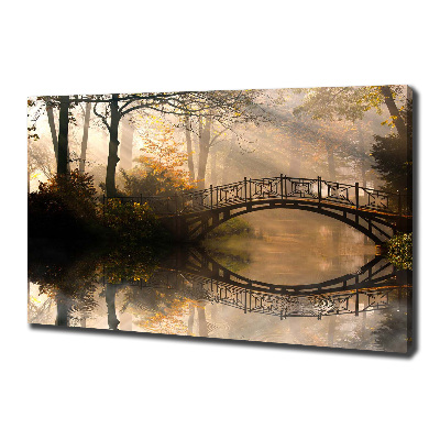 Canvas schilderij Oude brug in de herfst