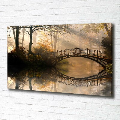Canvas schilderij Oude brug in de herfst