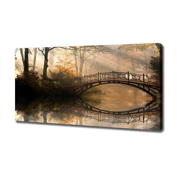 Canvas schilderij Oude brug in de herfst