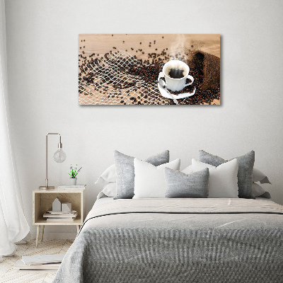 Canvas foto Koffie en koffiebonen