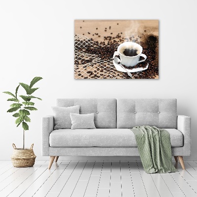 Canvas foto Koffie en koffiebonen