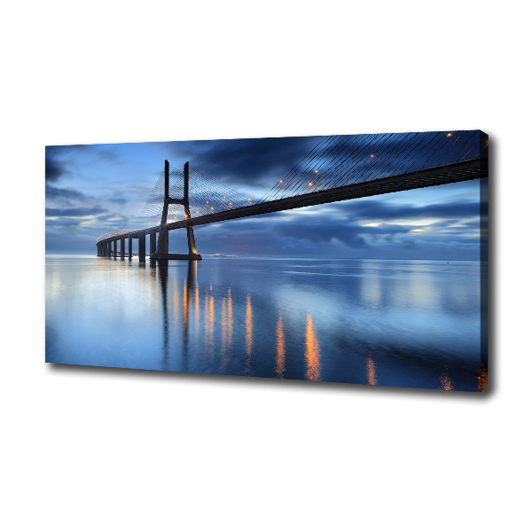 Canvas foto Verlichte brug