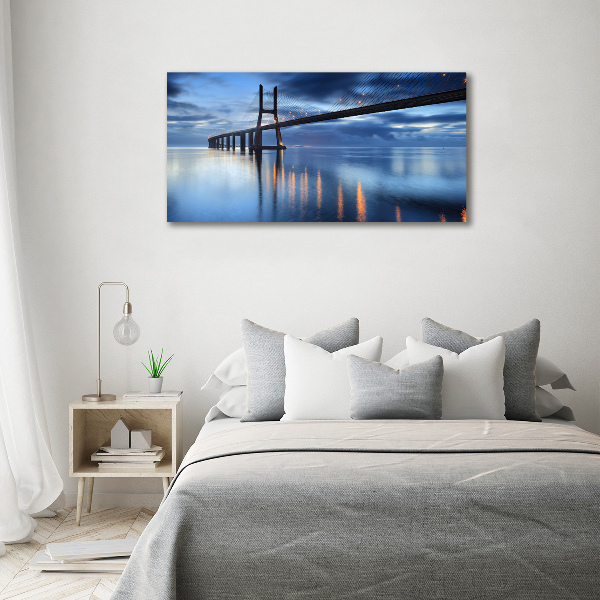 Canvas foto Verlichte brug