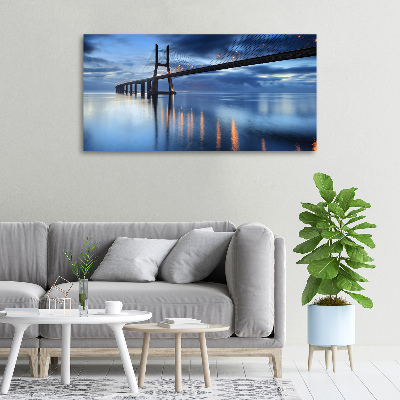 Canvas foto Verlichte brug