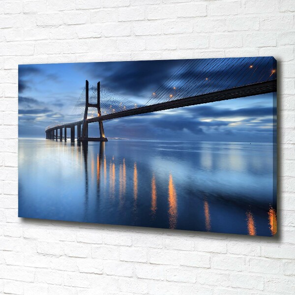 Canvas foto Verlichte brug